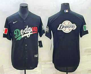 Men%27s Los Angeles Dodgers Big Logo Mexico Black Cool Base Stitched Baseball Jerseys->los angeles dodgers->MLB Jersey